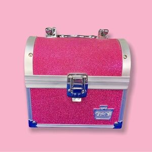 Caboodles Pink Glitter Case with Silver Trim Vintage